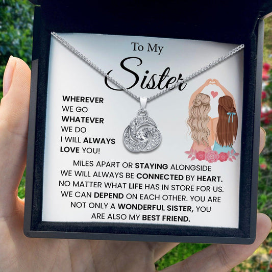 AllGifting, Love Knot Necklace For Women, Sister Gift Gold Plated Love Knot Jewelry, Card6