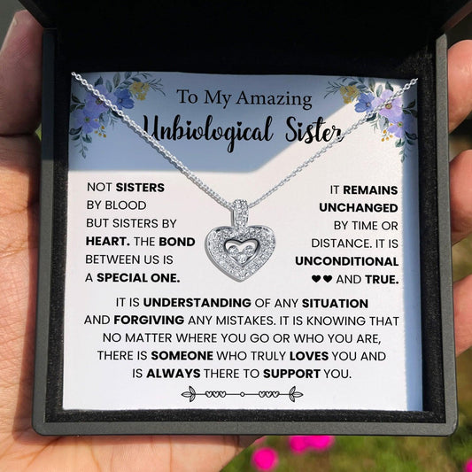 AllGifting, Floating Heart Necklace, Unbiological Sister Gift Pendant Jewelry, Card1